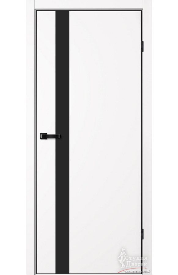 Полотно дверное глухое TR06 GVI цвет арктик (черная алюм. кромка с 4-х сторон, магнитная защелка) ЧЕРНОЕ СТЕКЛО